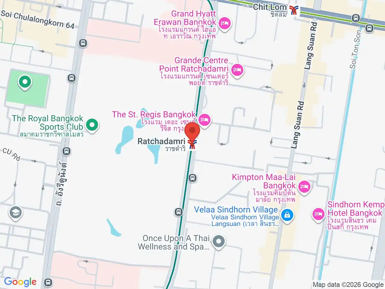 Map showing the location of Ratchadamri station