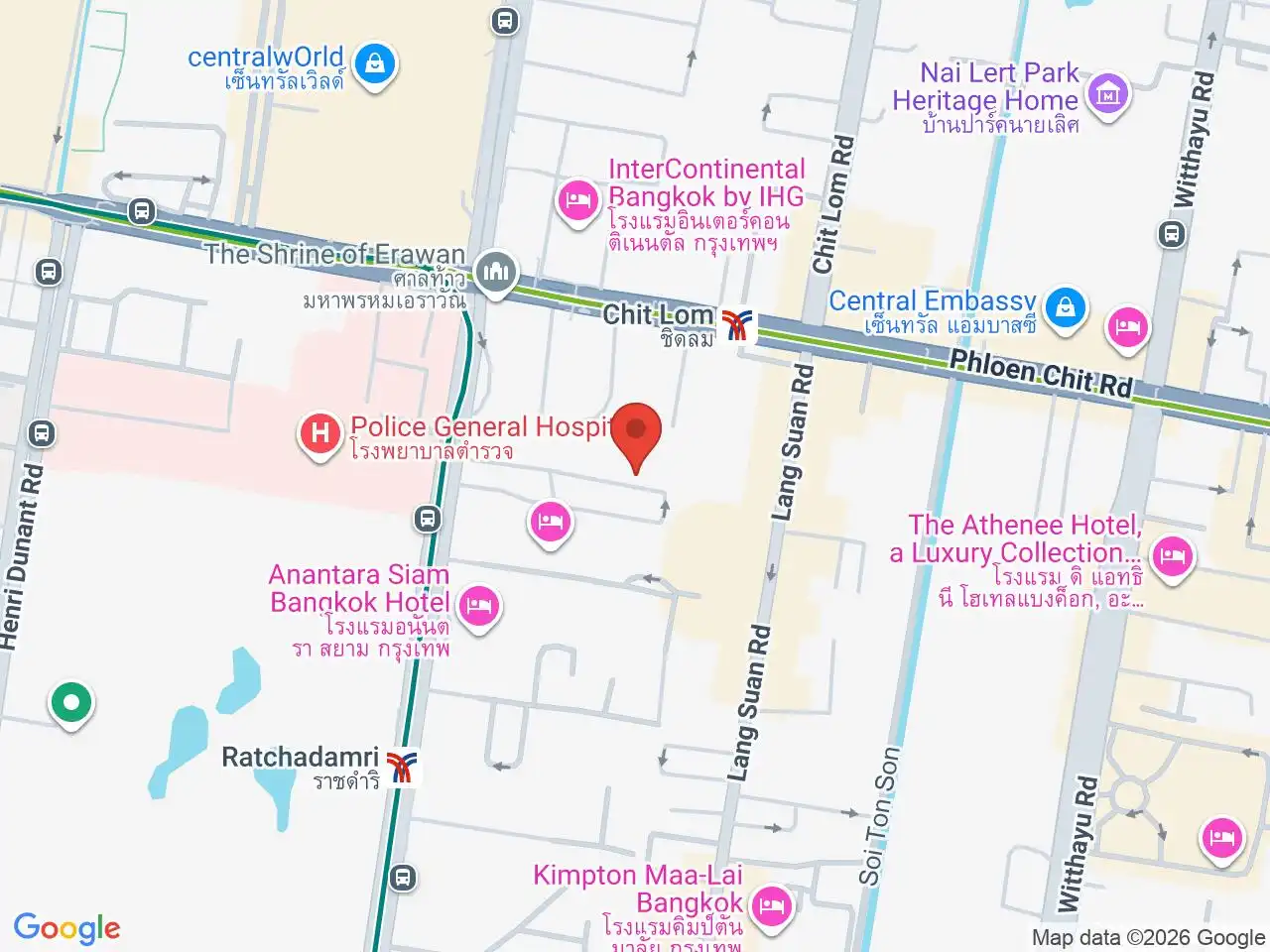 Large Google map centered on Ratchaprasong