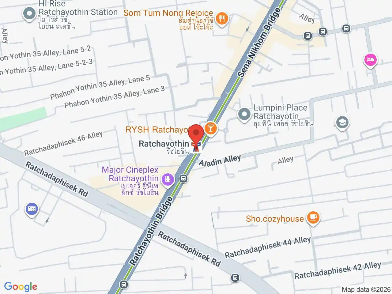 Map showing the location of Ratchayothin station