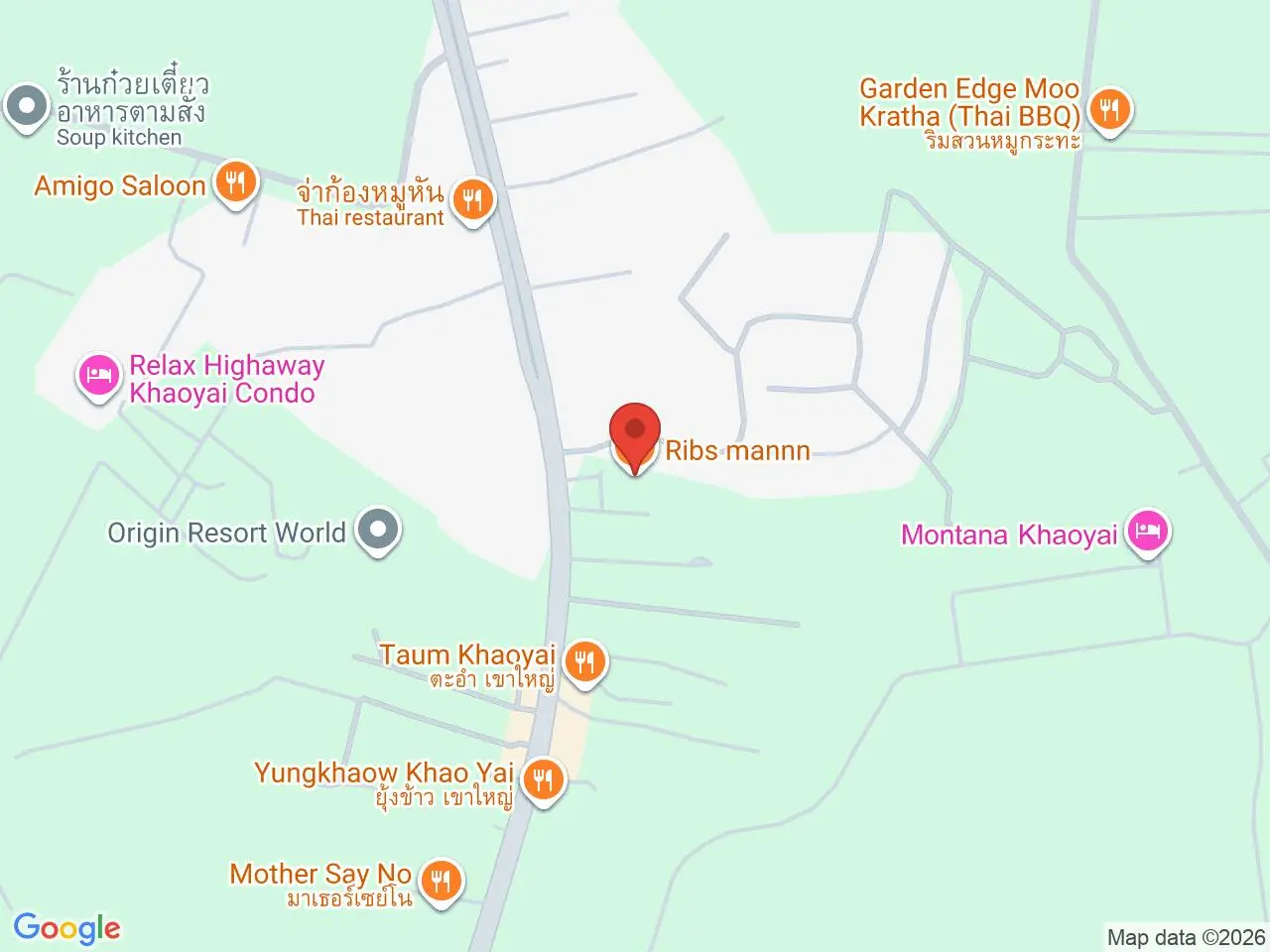 Static map showing Ribs Mannn in Khao Yai