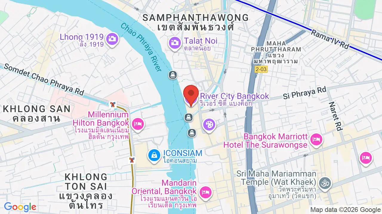 Map showing location of River City Bangkok