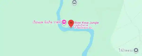 Static map showing River Kwai Jungle Rafts in Kanchanaburi