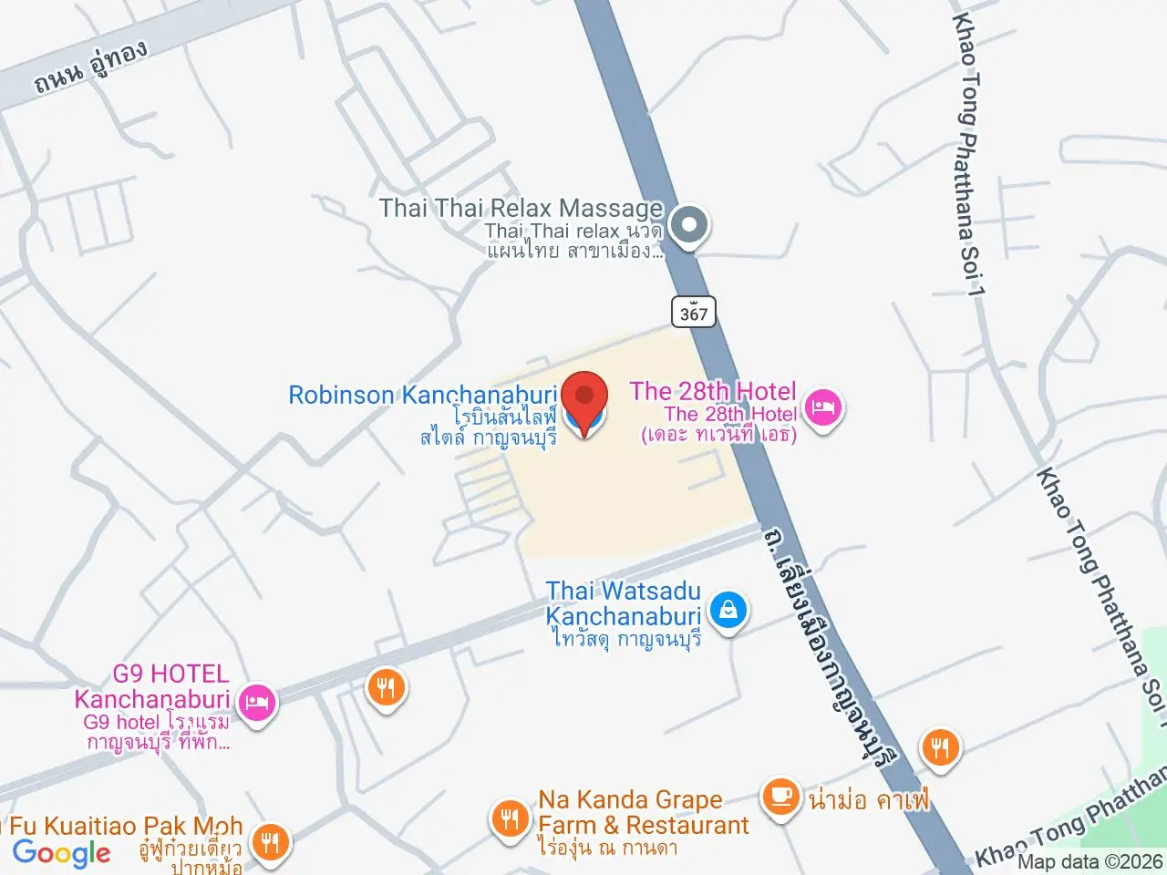 Static map showing Robinson Lifestyle Kanchanaburi in Kanchanaburi