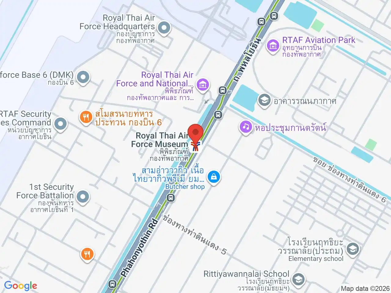 Map showing the location of Royal Thai Air Force Museum station