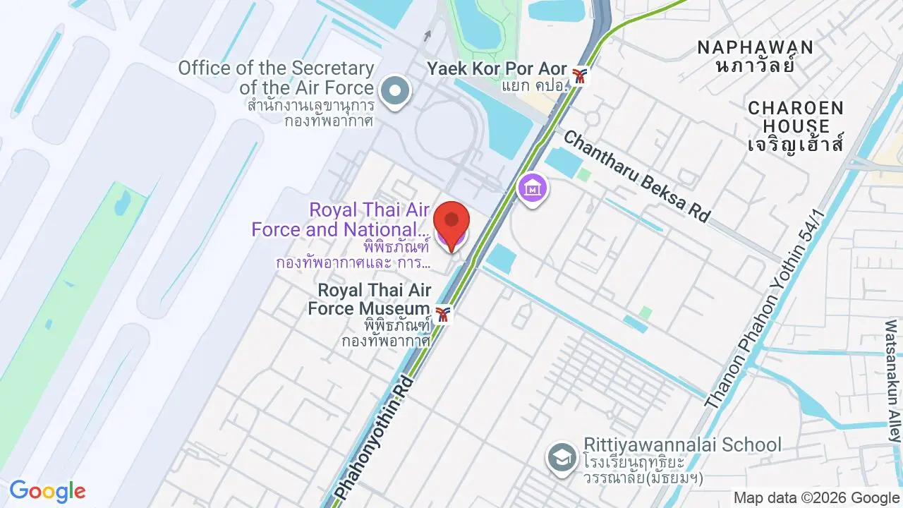 Map showing location of Royal Thai Air Force Museum