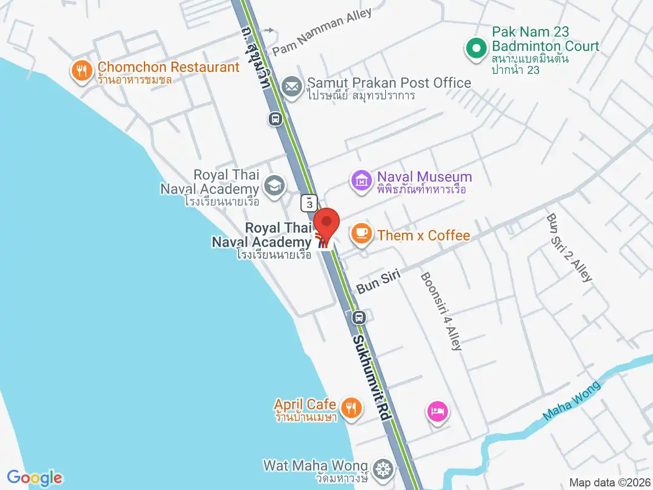 Map showing the location of Royal Thai Naval Academy station