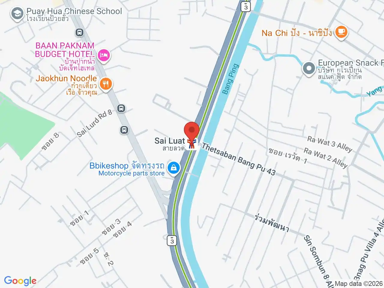 Map showing the location of Sai Luat station