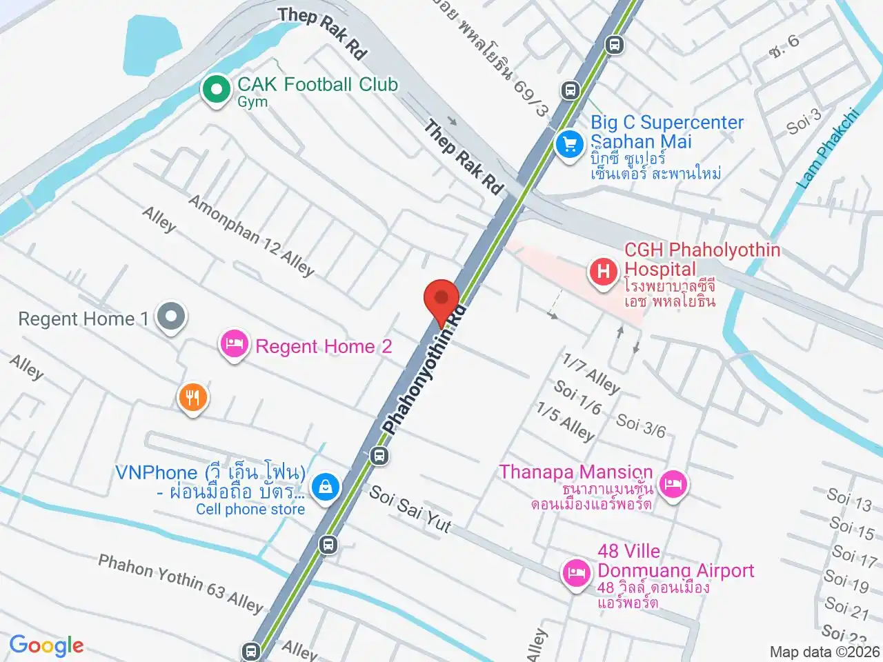 Map showing the location of Sai Yud station