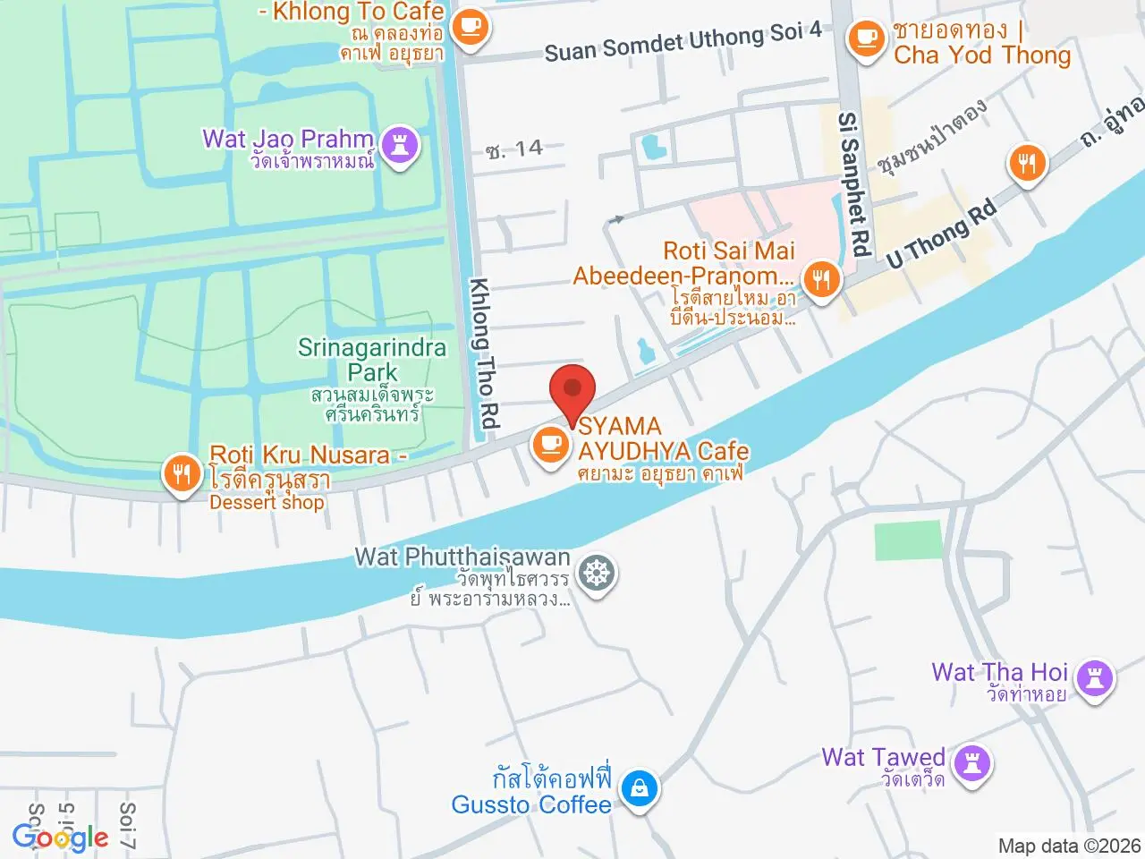 Static map showing sala ayutthaya in Ayutthaya