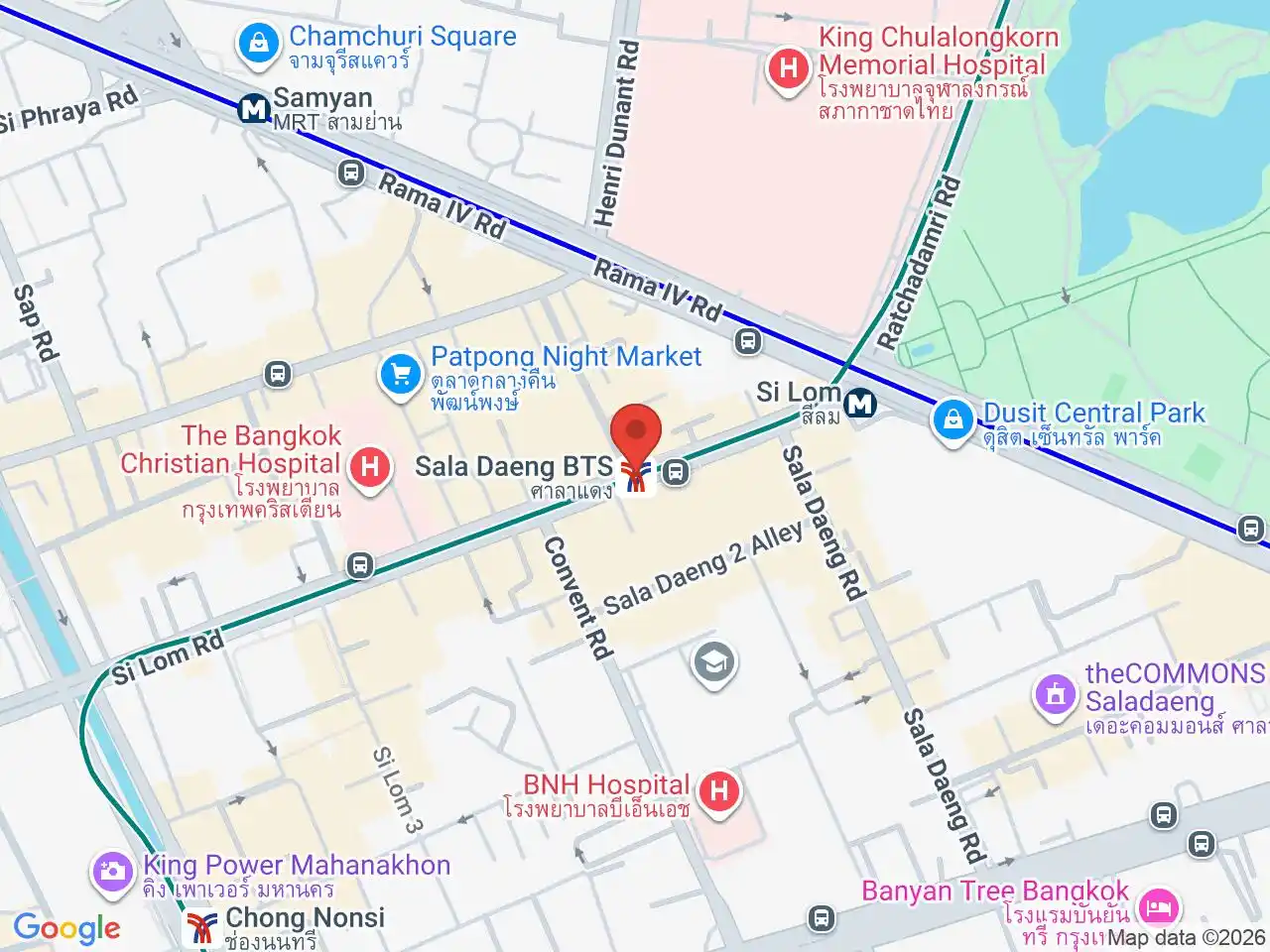 Map showing the location of Sala Daeng station