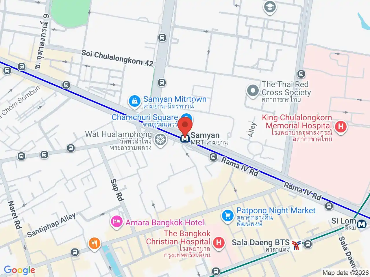 Map showing the location of Sam Yan station