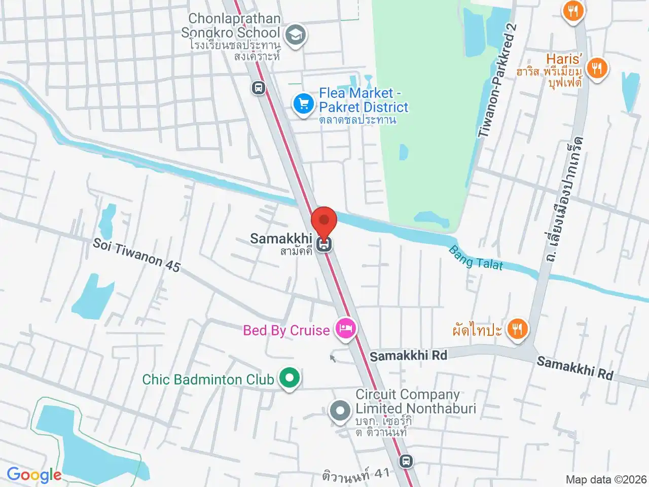 Map showing the location of Samakkhi station