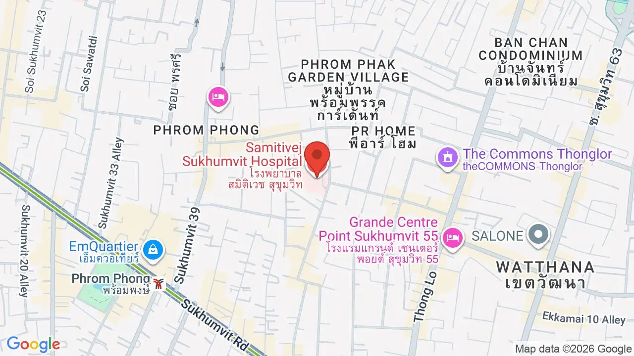 Map showing location of Samitivej Sukhumvit Hospital