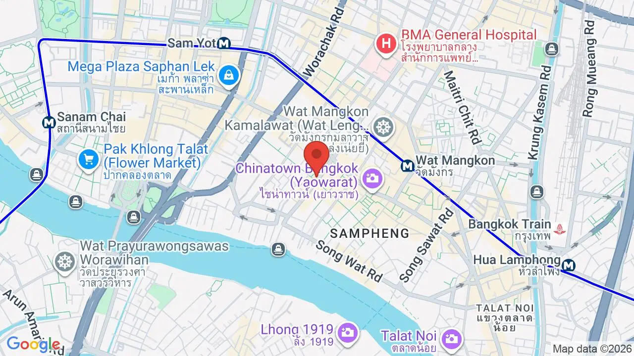 Map showing location of Sampeng Lane