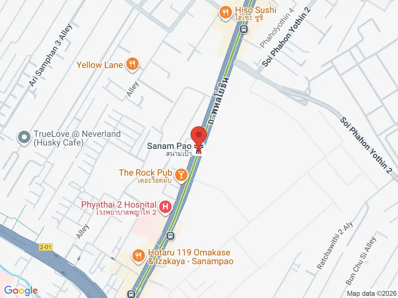 Map showing the location of Sanam Pao station