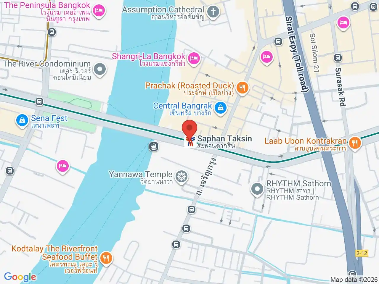 Map showing the location of Saphan Taksin station