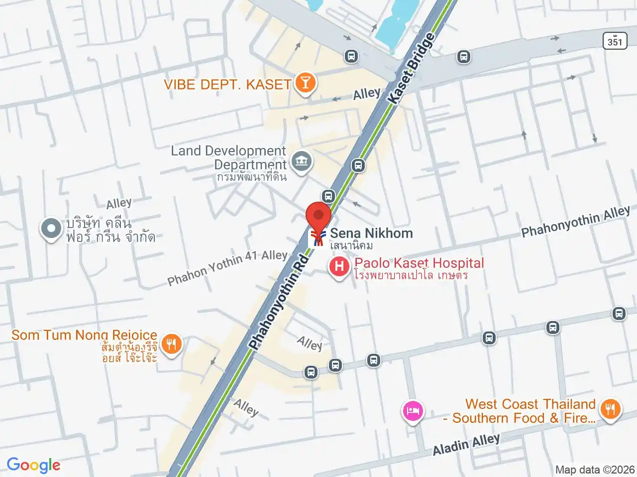 Map showing the location of Sena Nikhom station