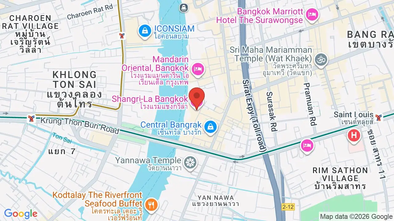 Map showing location of Shangri-La Hotel Bangkok