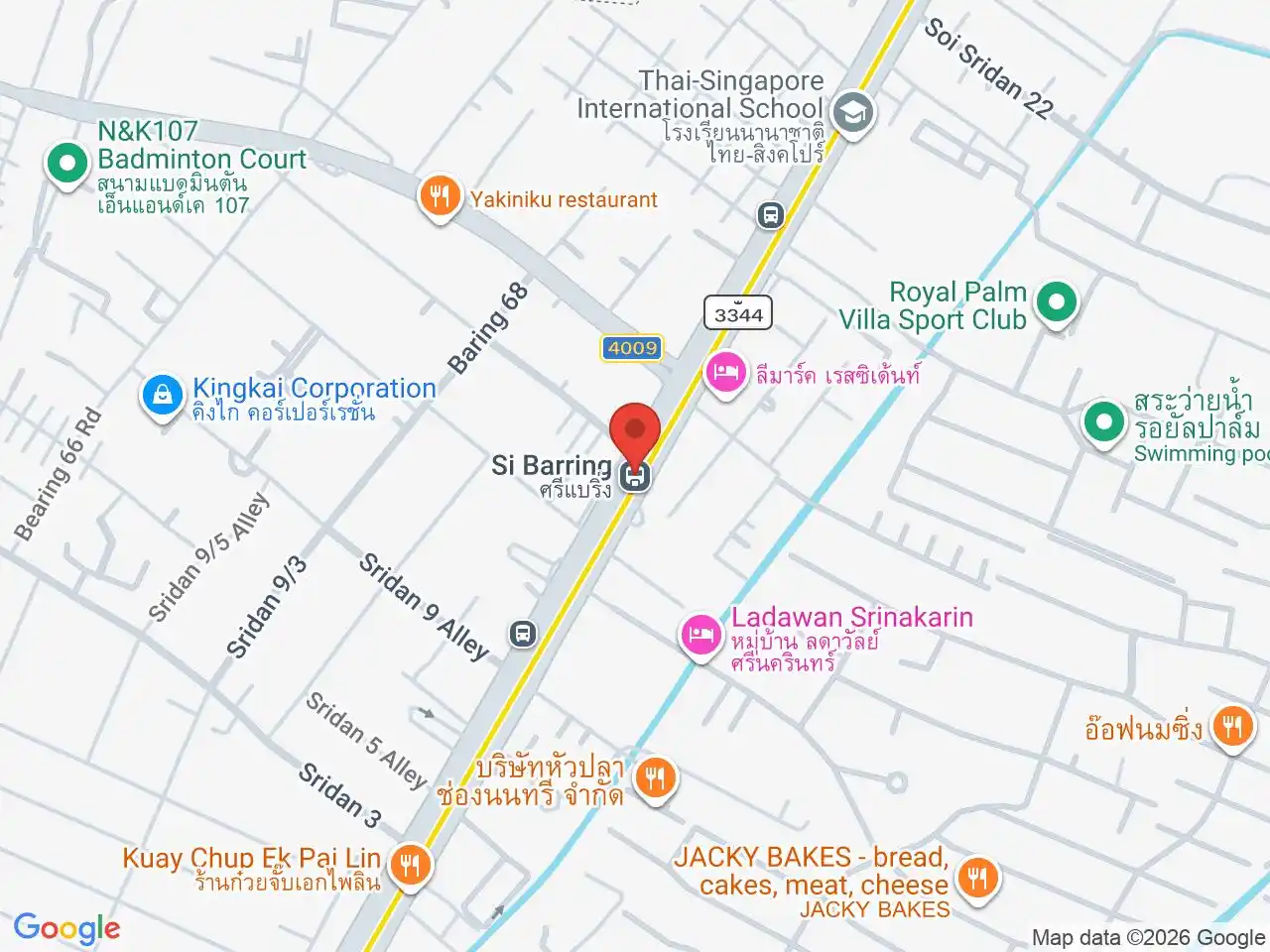 Map showing the location of Si Bearing station