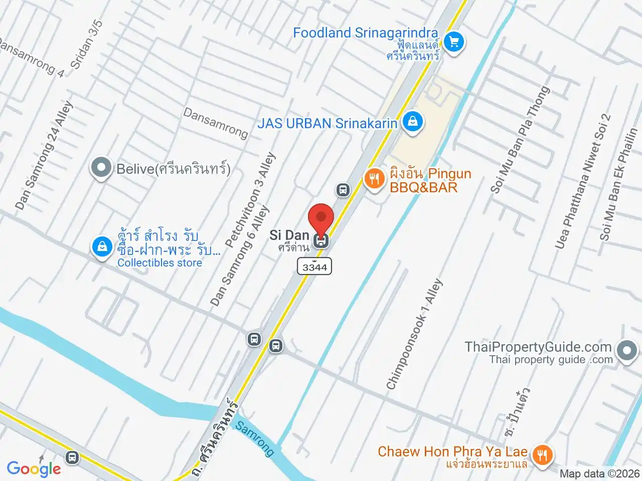 Map showing the location of Si Dan station