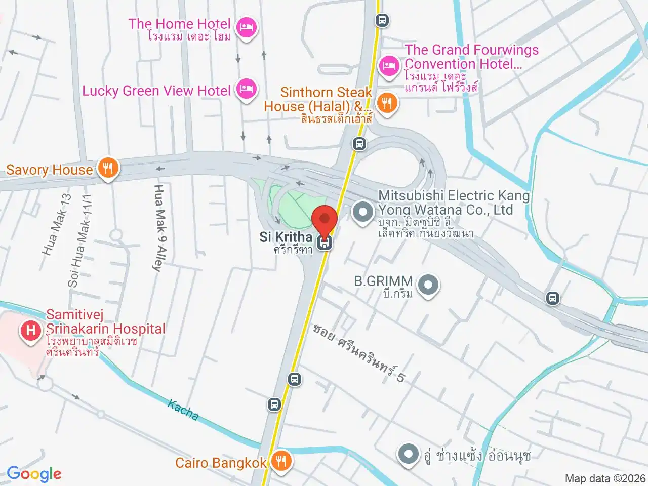 Map showing the location of Si Kritha station