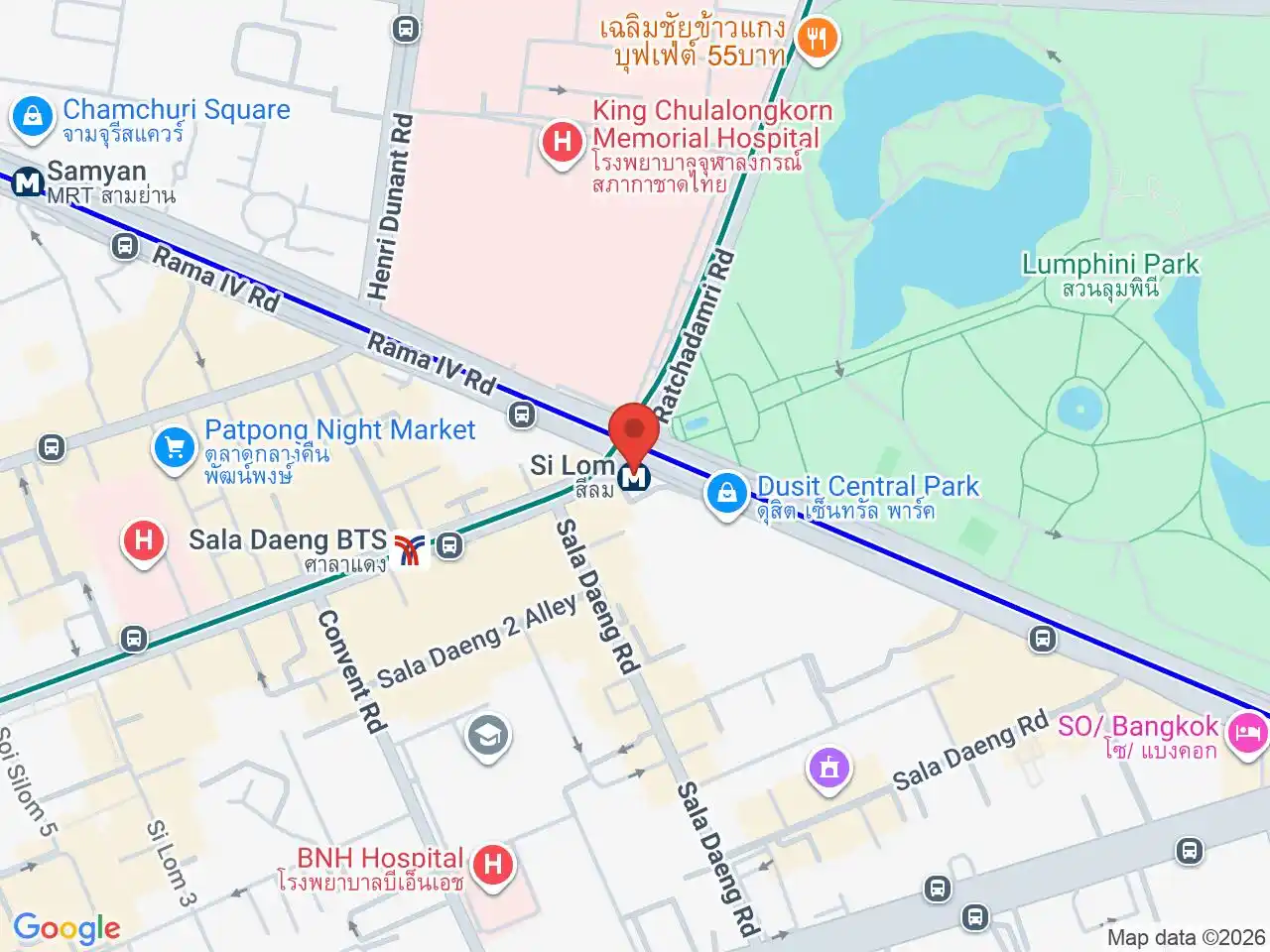 Map showing the location of Si Lom station