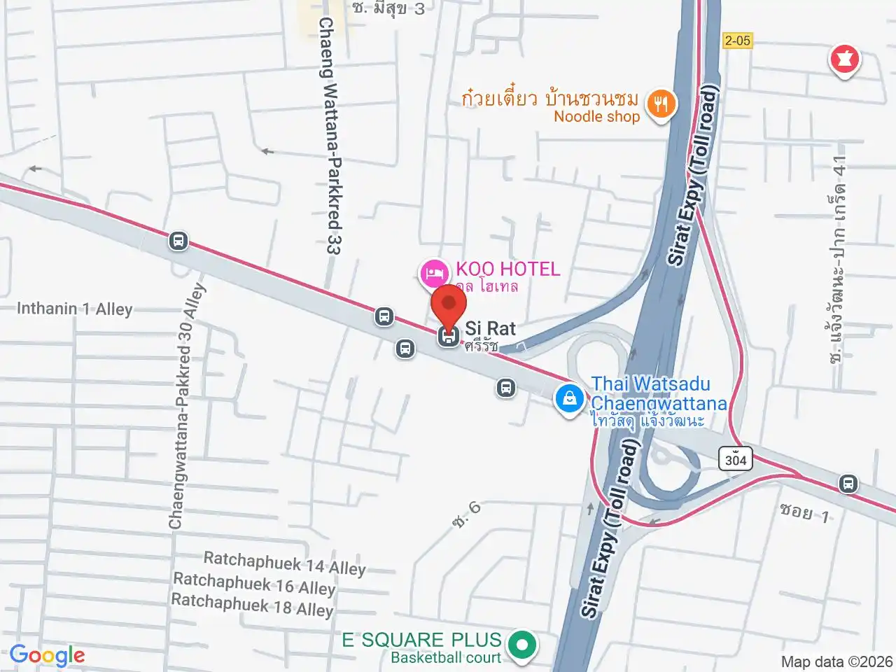 Map showing the location of Si Rat station