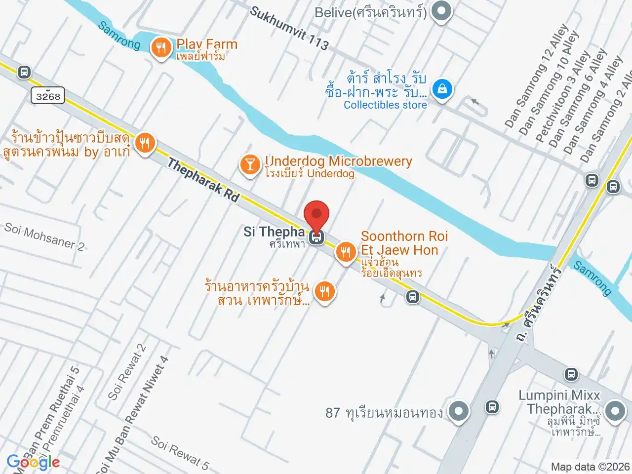 Map showing the location of Si Thepha station