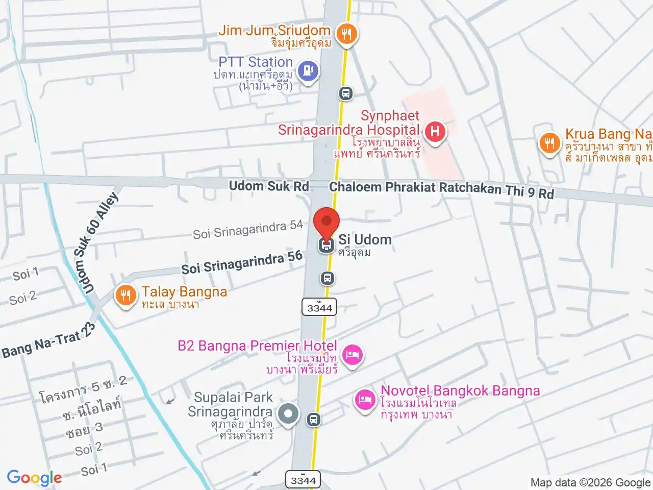 Map showing the location of Si Udom station