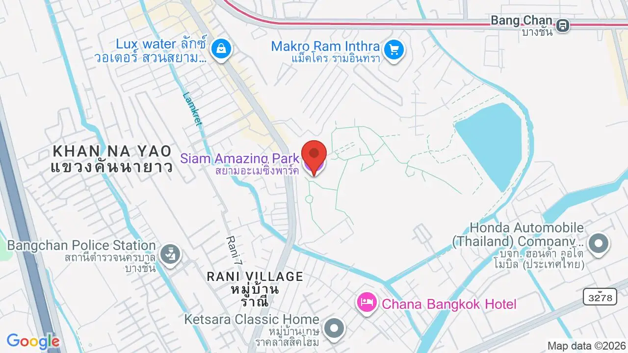 Map showing location of Siam Amazing Park