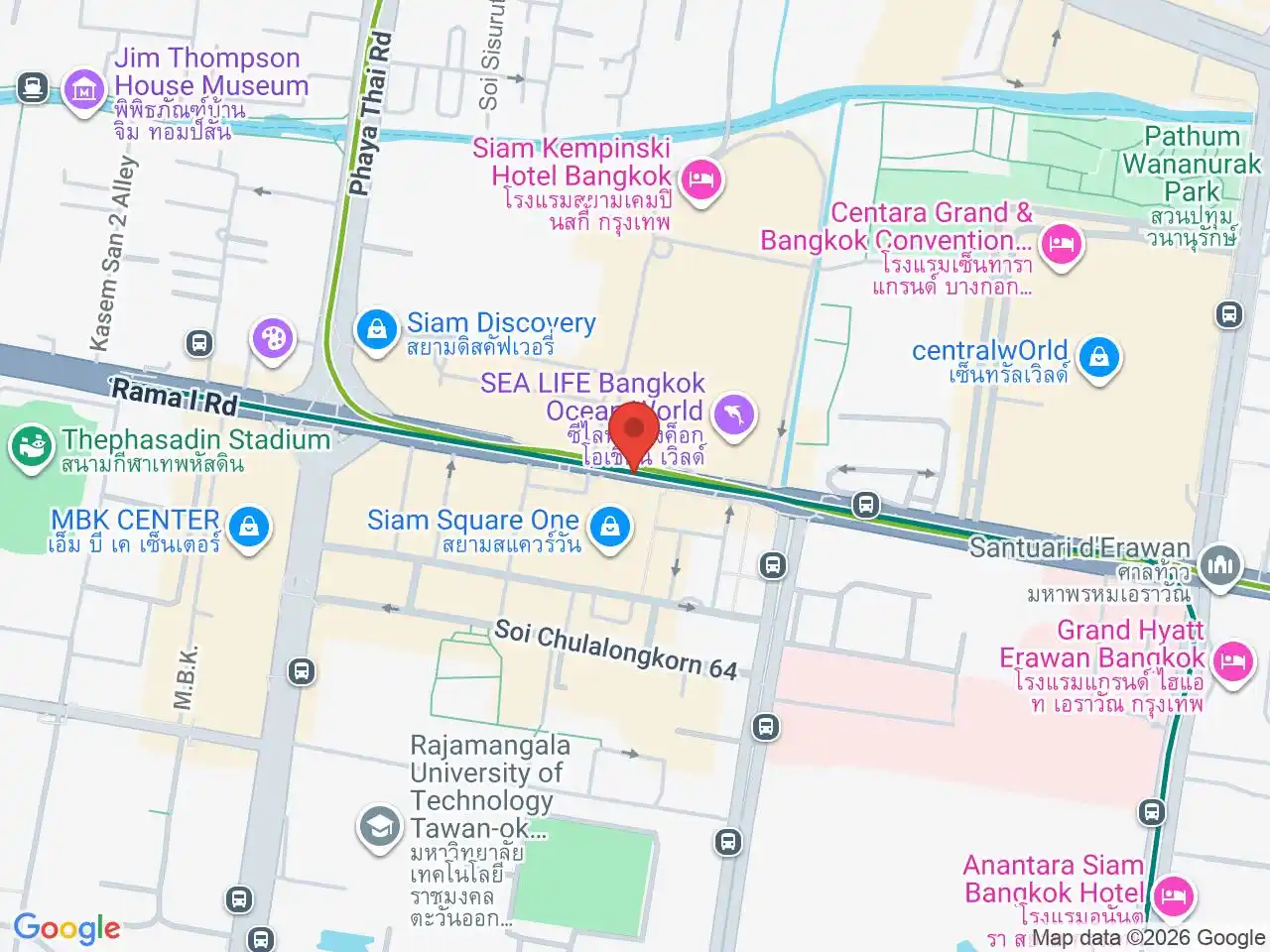 Map showing the location of Siam station