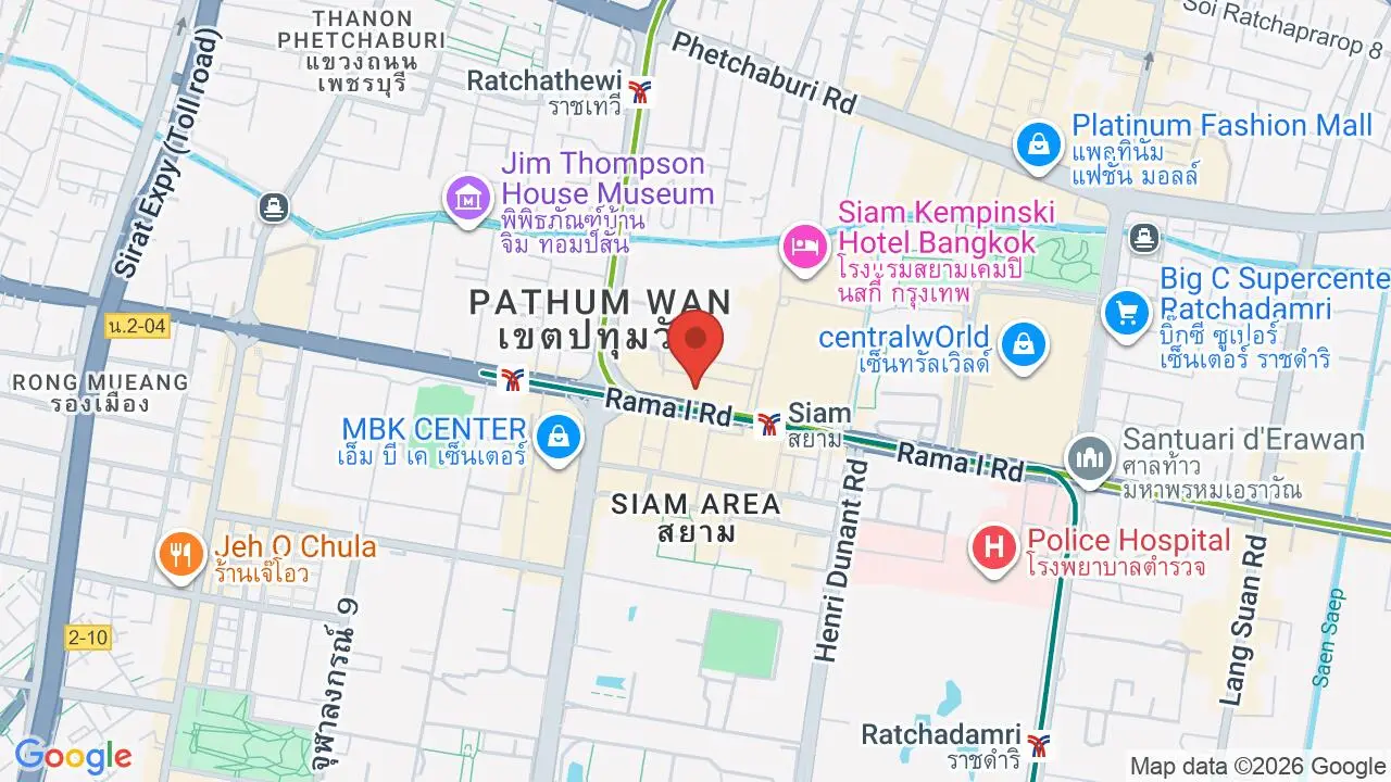 Map showing location of Siam Center