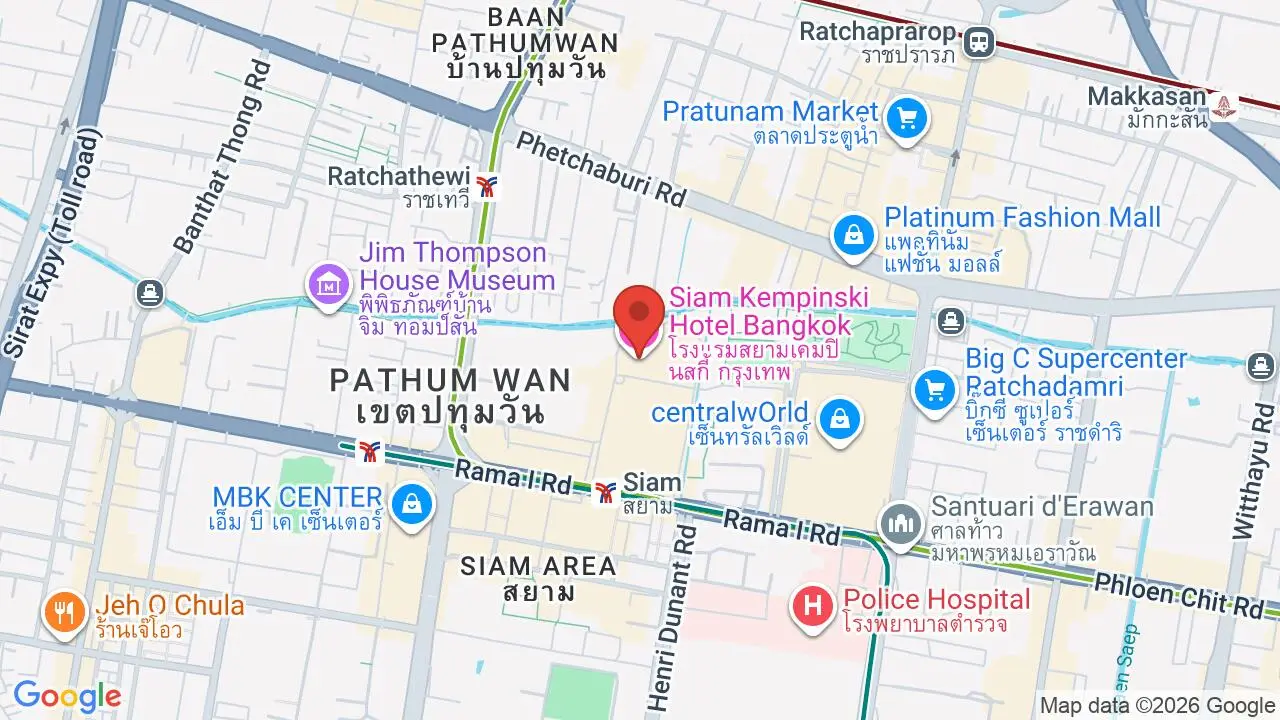 Map showing location of Siam Kempinski Hotel Bangkok