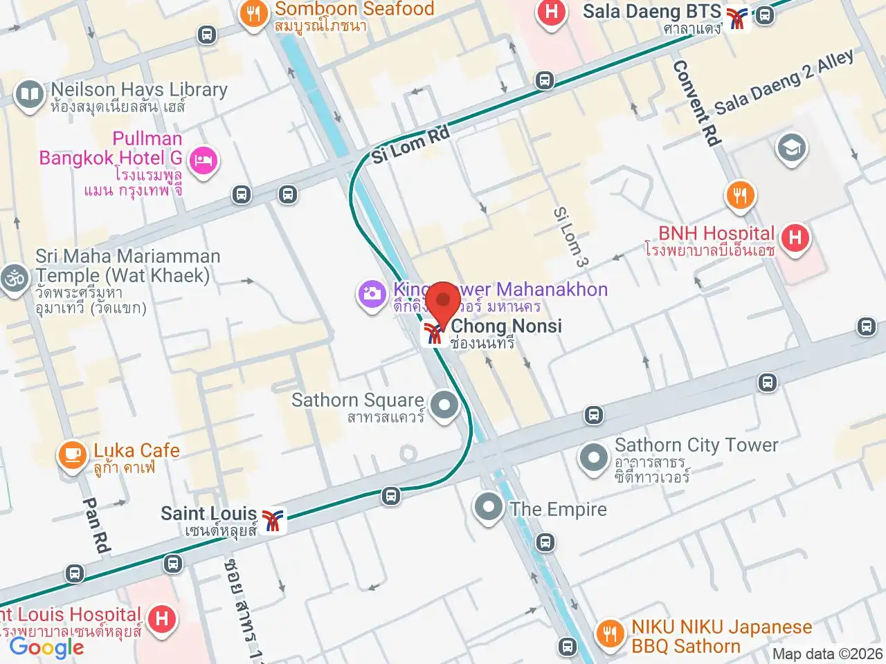 Large Google map centered on Silom