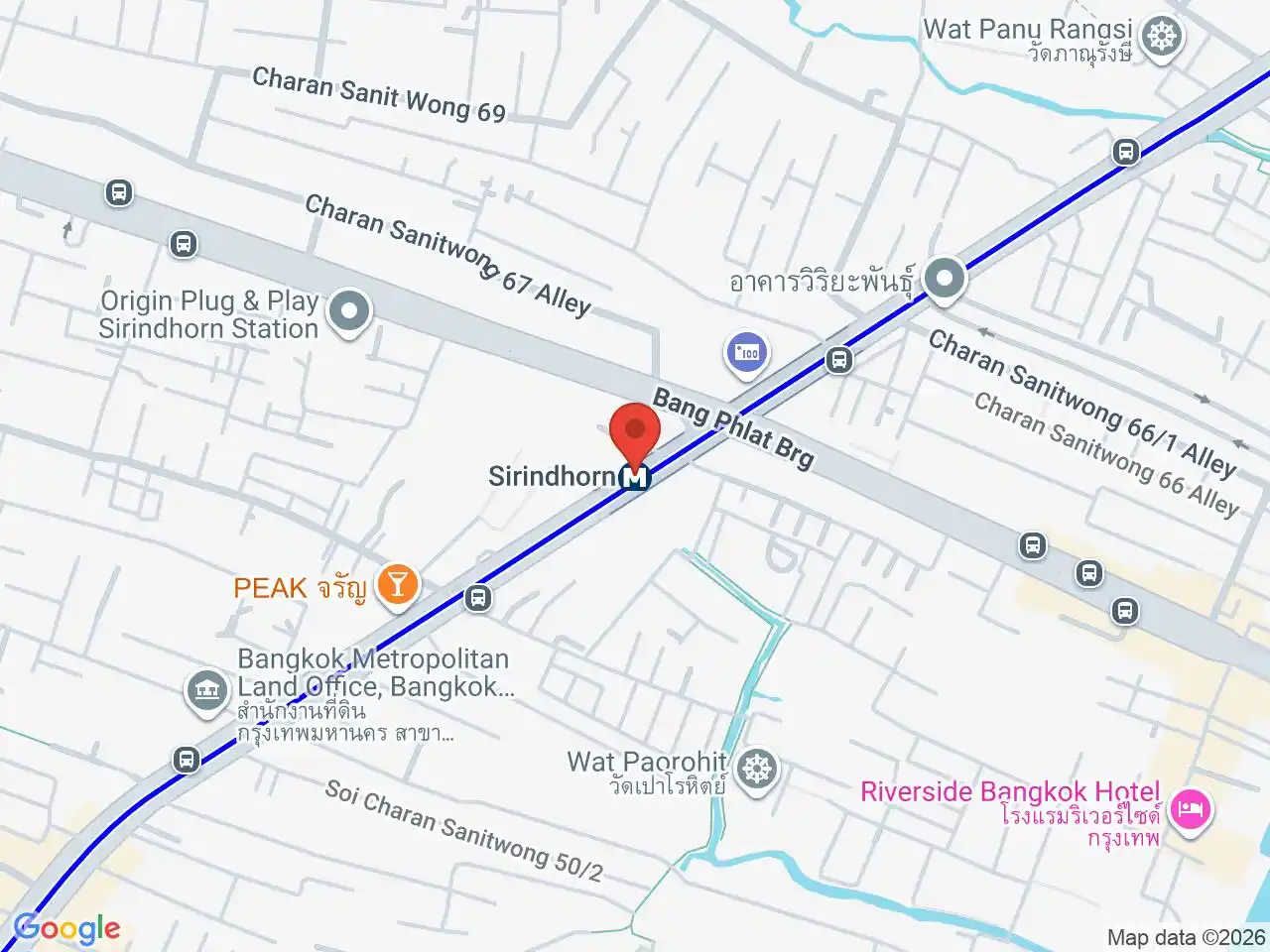 Map showing the location of Sirindhorn station