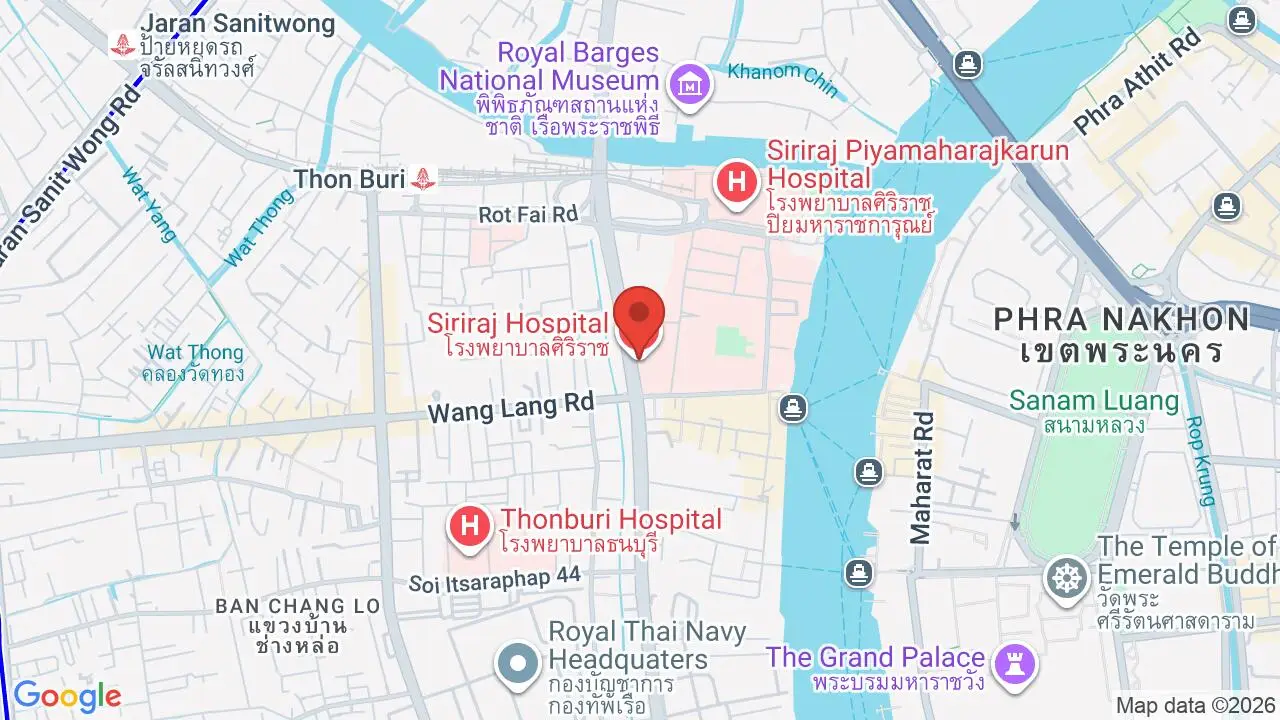 Map showing location of Siriraj Hospital