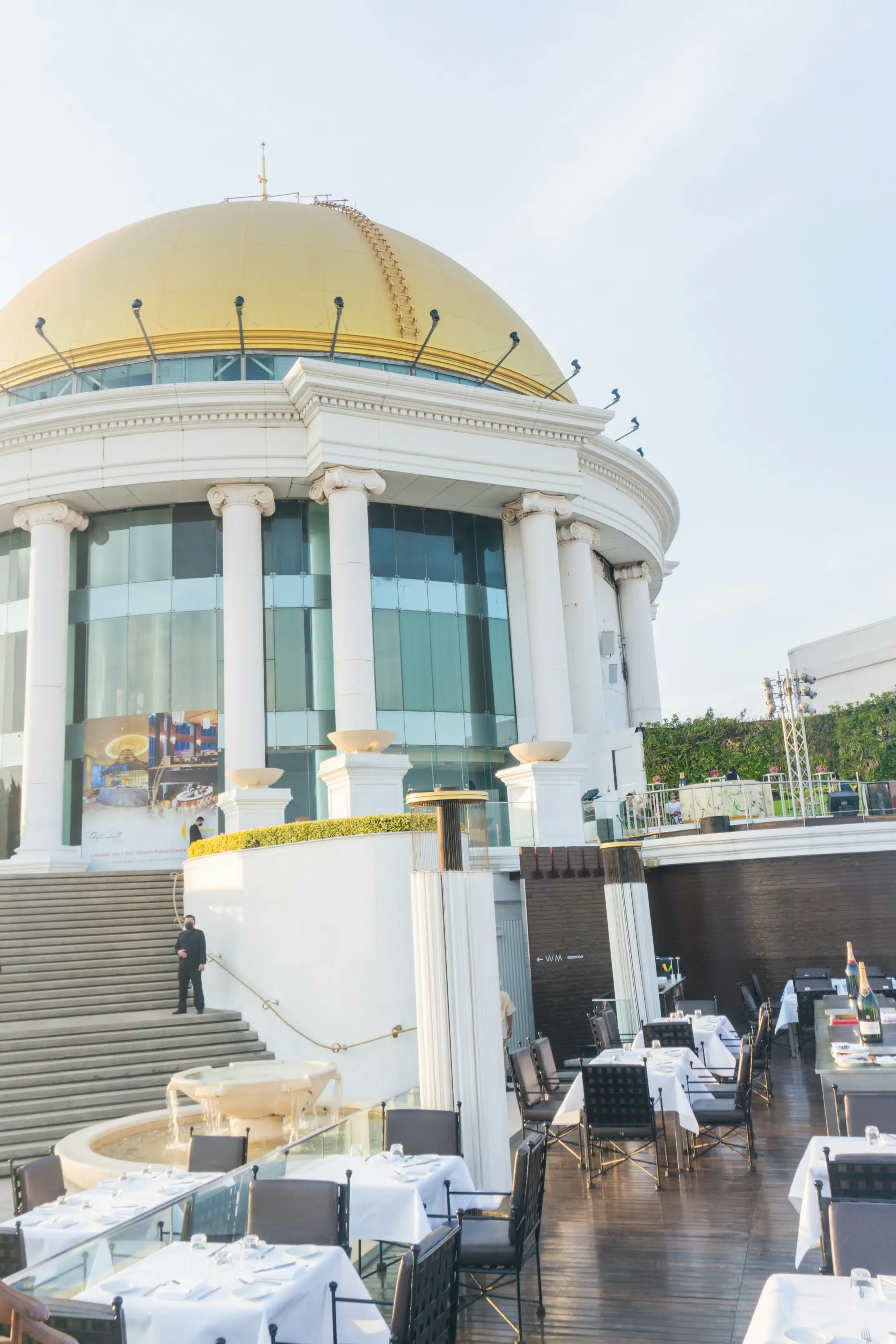 White domed rooftop terrace in Bangkok