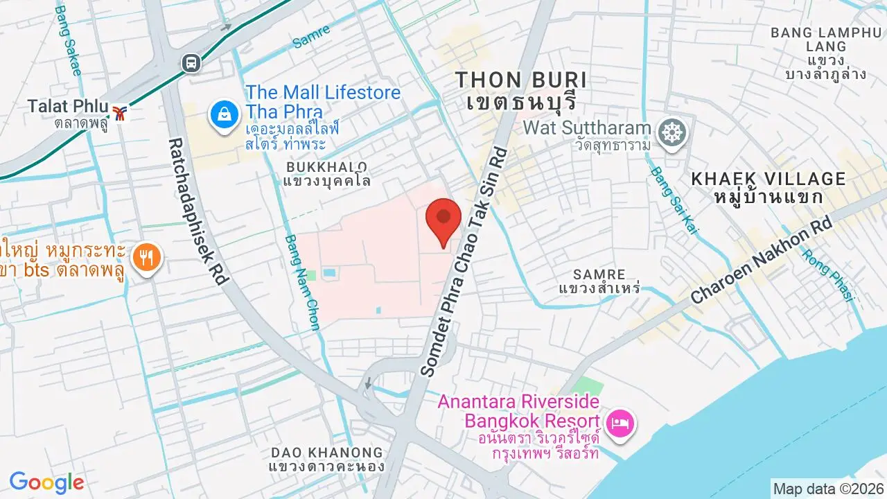 Map showing location of Somdech Phra Pinklao Hospital