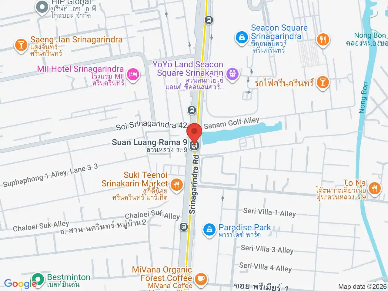 Map showing the location of Suan Luang Rama IX station