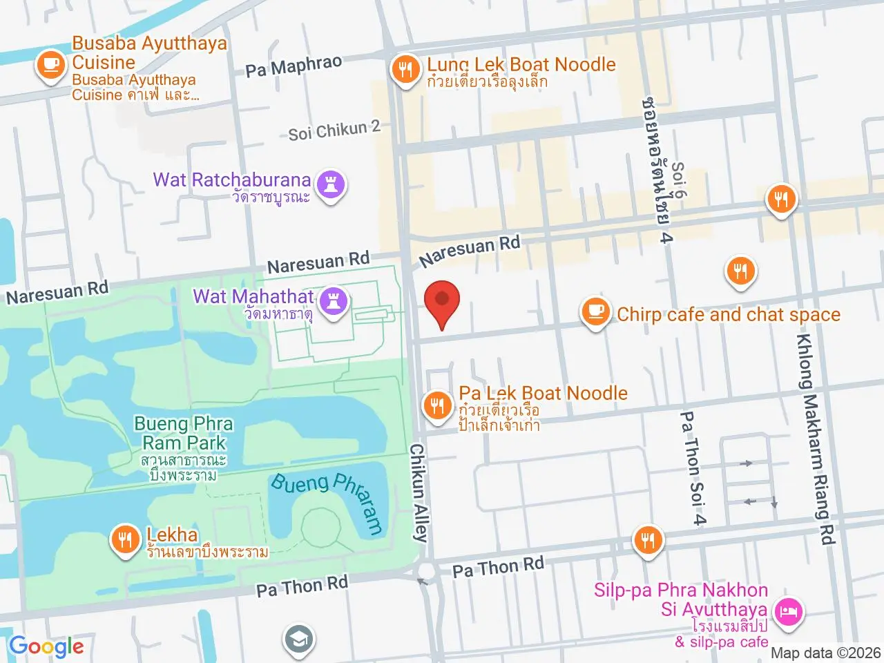 Static map showing Sukunya Somtum in Ayutthaya