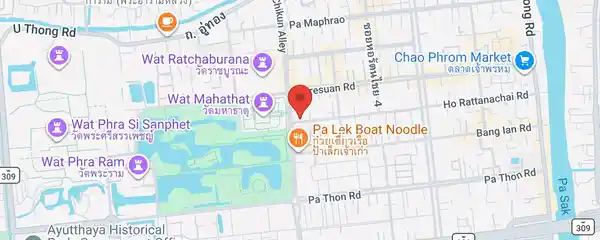 Static map showing Sukunya Somtum in Ayutthaya