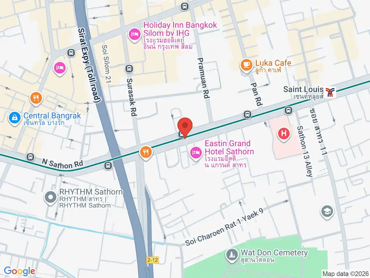 Map showing the location of Surasak station