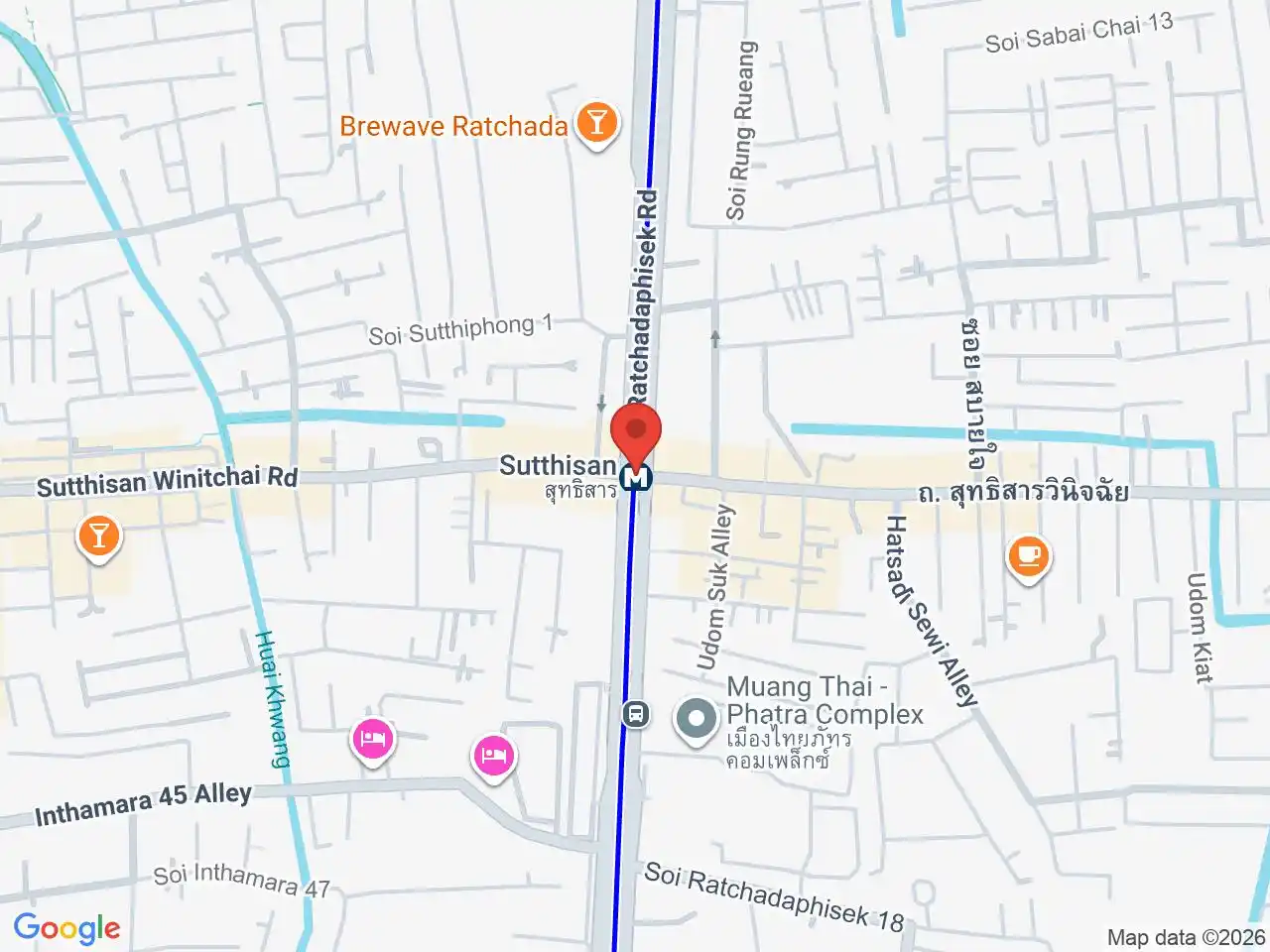 Map showing the location of Sutthisan station