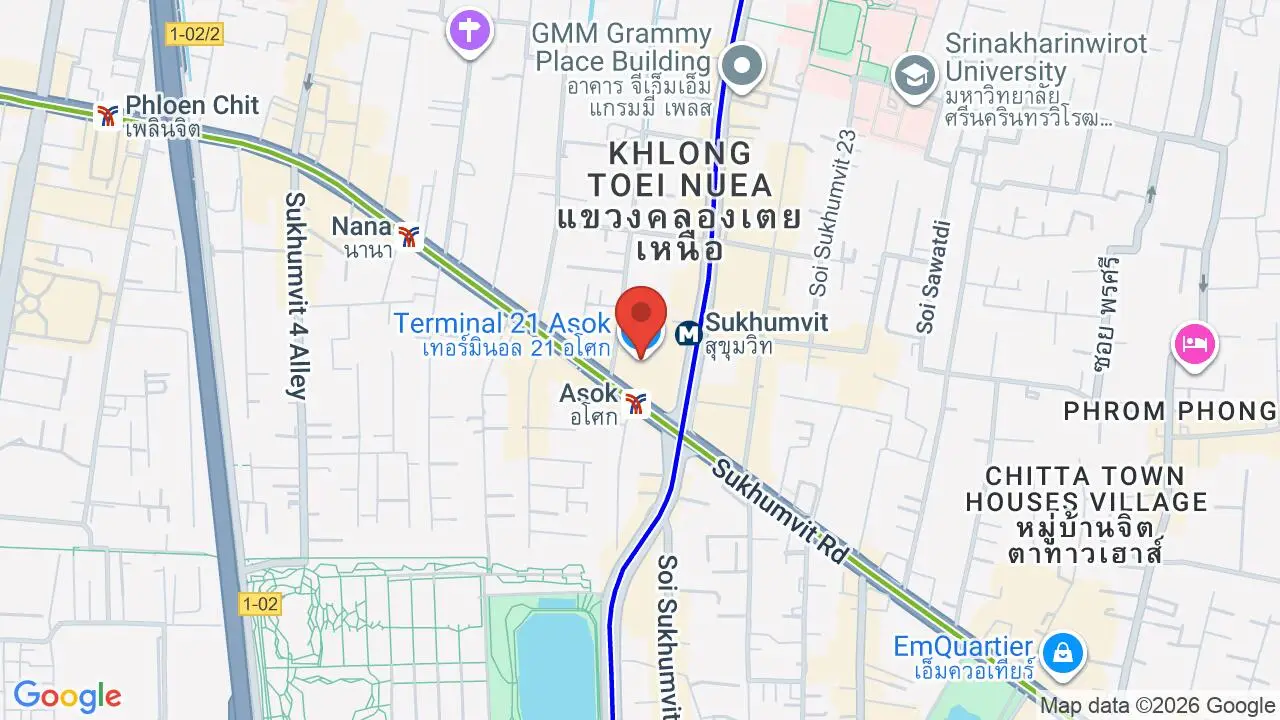 Map showing location of Terminal 21