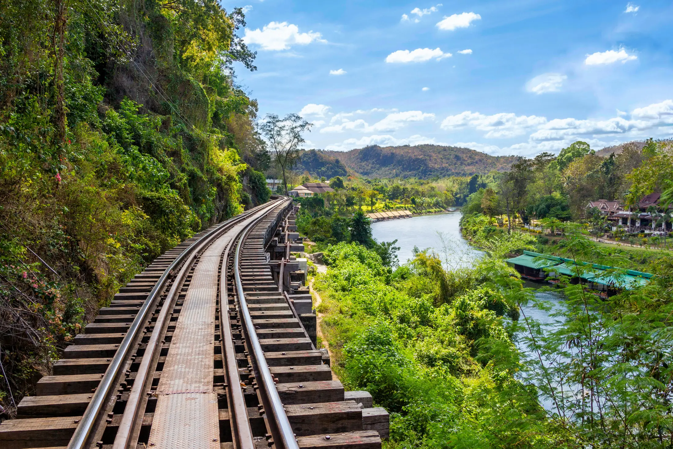 Death Railway tracks beside the River Kwai near Tham Krasae
