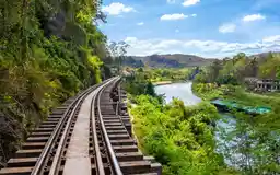 Death Railway tracks beside the River Kwai near Tham Krasae