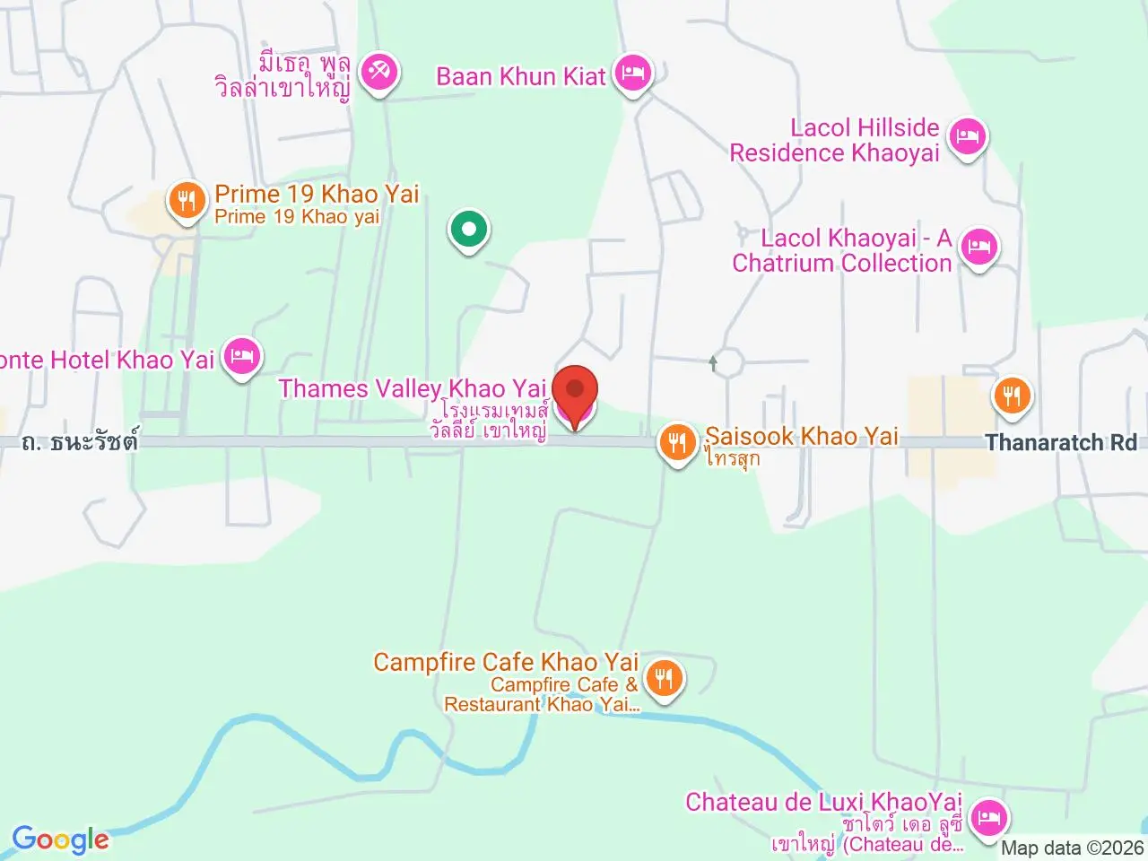 Static map showing Thames Valley Khao Yai in Khao Yai