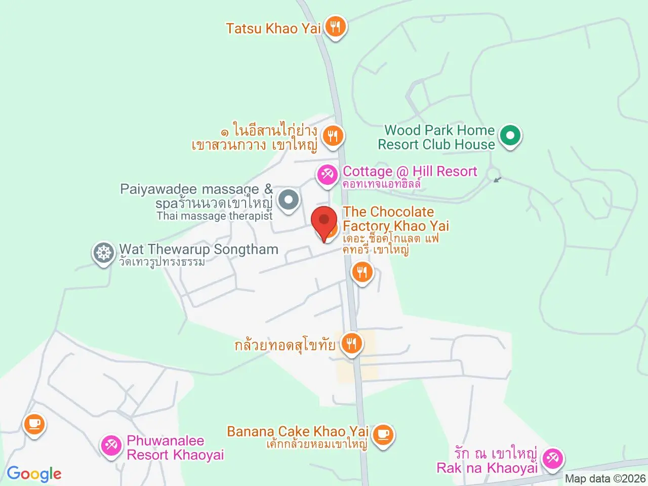 Static map showing The Chocolate Factory Khao Yai in Khao Yai
