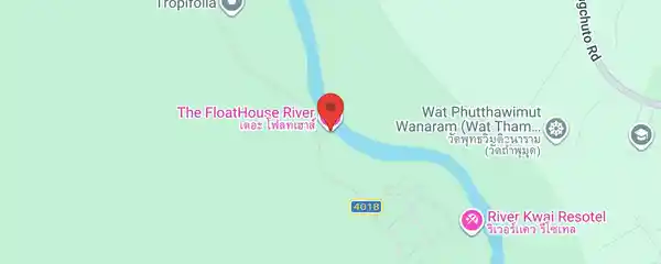 Static map showing The FloatHouse River Kwai in Kanchanaburi