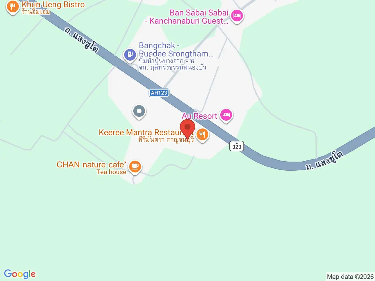 Static map showing The Village Farm To Cafe in Kanchanaburi